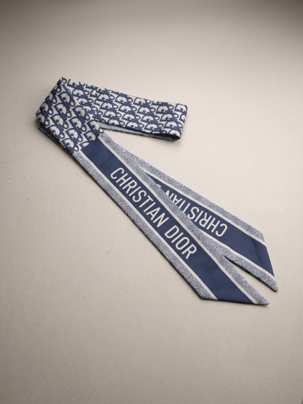 Navy Logo Silk Twilley Scarf